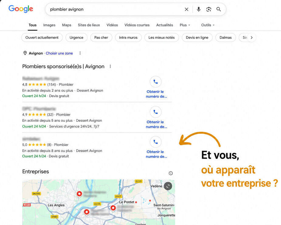 Visibilité d'une entreprise sur Google Maps à Avignon - Takboost