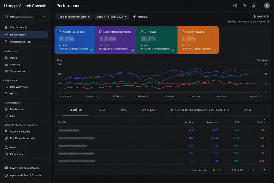 Suivi des performances Google Search Console et KPI Takboost